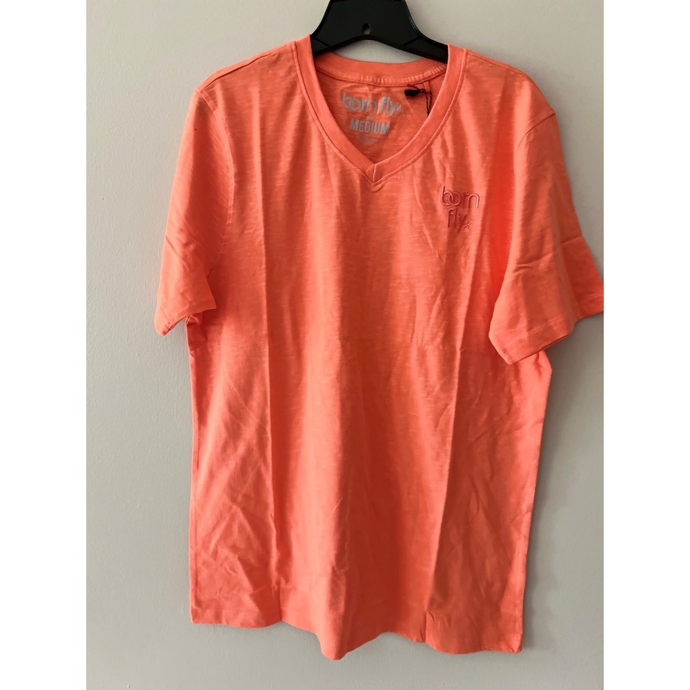Born Fly V-Neck Tee Coral Medium NWT